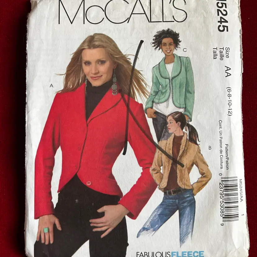 Vtg McCall’s Pattern M5245 Ladies Jacket Uncut FF Sz 6-8-10-12