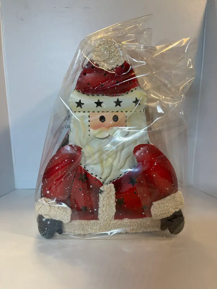 #56 Adorable Metal Santa Lantern style Votive Holder Christmas Holiday Stars