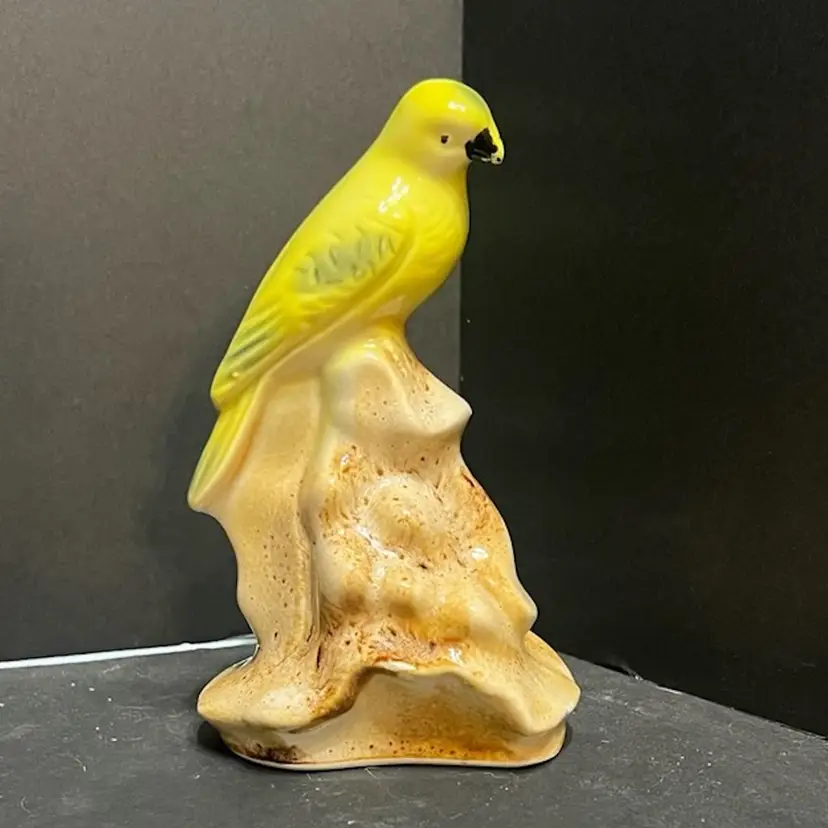 MARKDOWN! Yellow Parakeet Vintage Figurine Brazil, ~6.25” x 4” x 2.75”