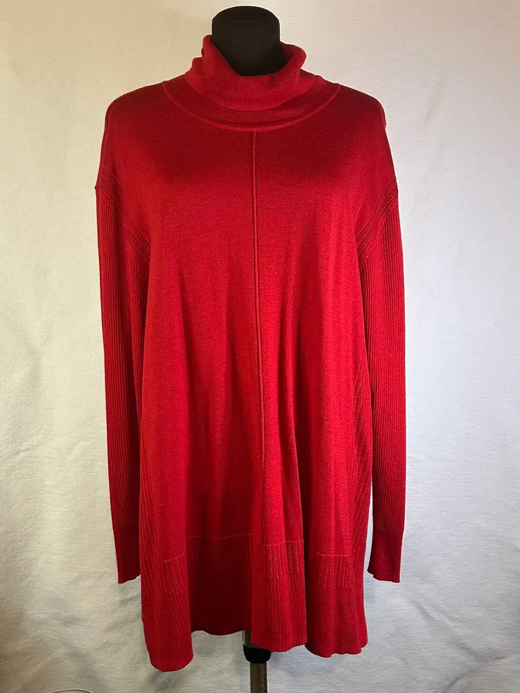 Apt. 9 Womens Ribbed Side Panel Turtleneck Sweater Red Size 2XL