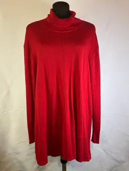 Apt. 9 Womens Ribbed Side Panel Turtleneck Sweater Red Size 2XL