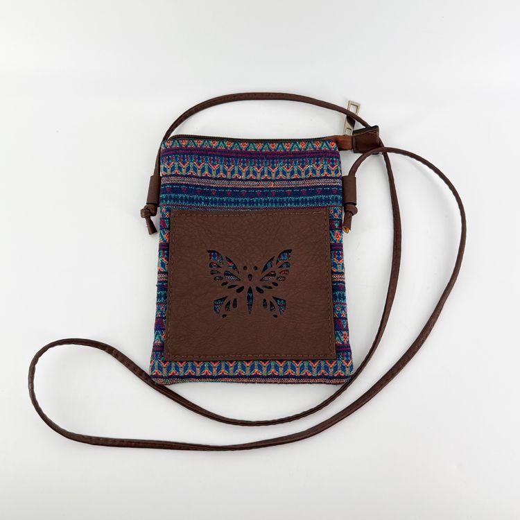Woven Butterfly Cutout 5.75"x5.75" Crossbody Handbag