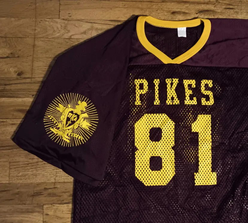 vintage 80s Pi Kappa Alpha PIKES Football Jersey Frat Mesh College fraternity