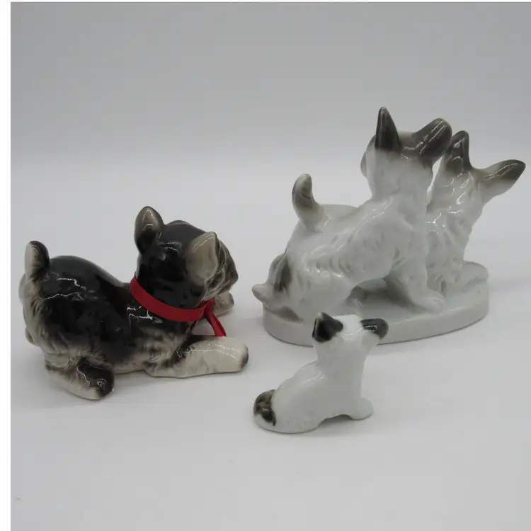 Vintage Scottie Dog Figurines Lot, Made in Japan