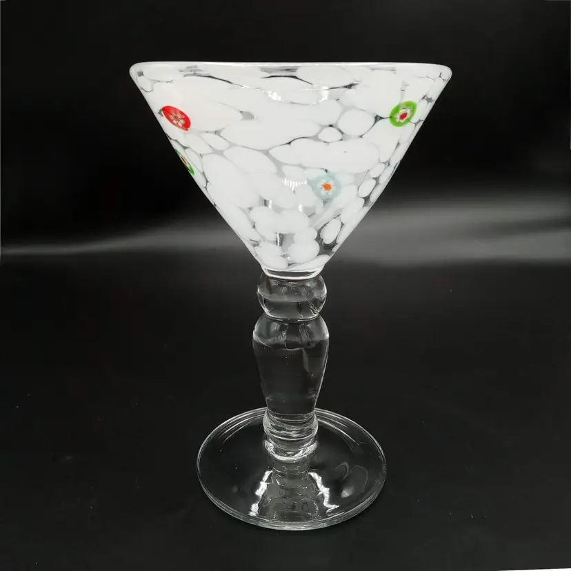 Handmade Blown Large Martini Glass Millefiori (Amici?)