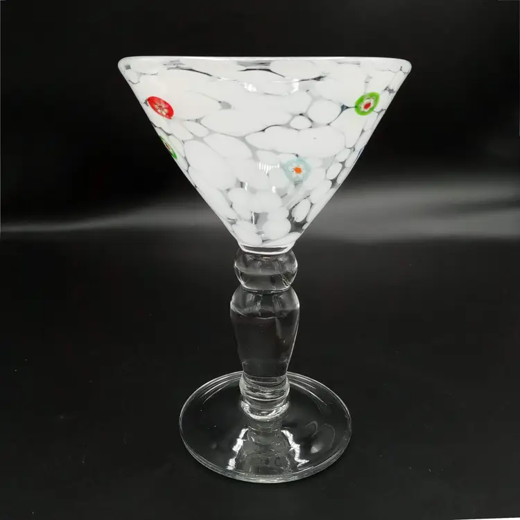 Handmade Blown Large Martini Glass Millefiori