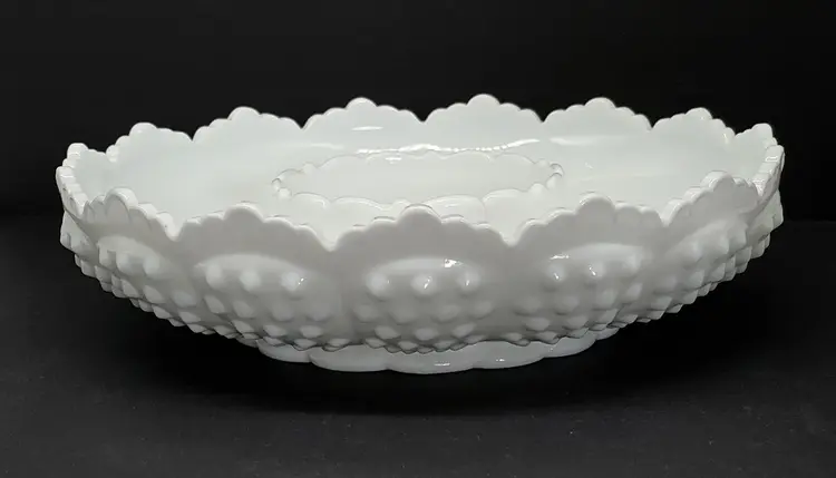 Fenton Milk Glass Hobnail Chip & Dip Bowl