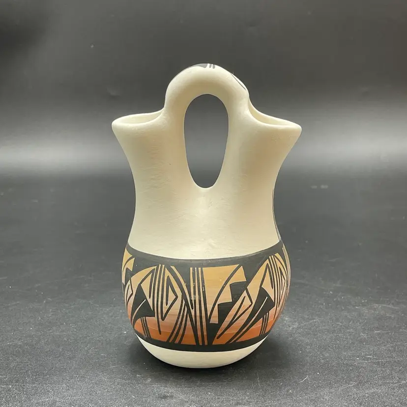 Native American Pottery Wedding Vase Handmade Signed Southwest Western