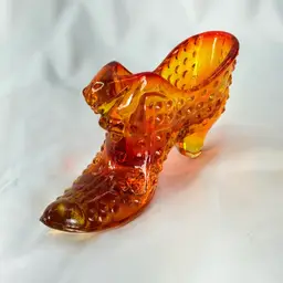 Fenton Orange Hobnail Cat Face Shoe Cadmium Glow