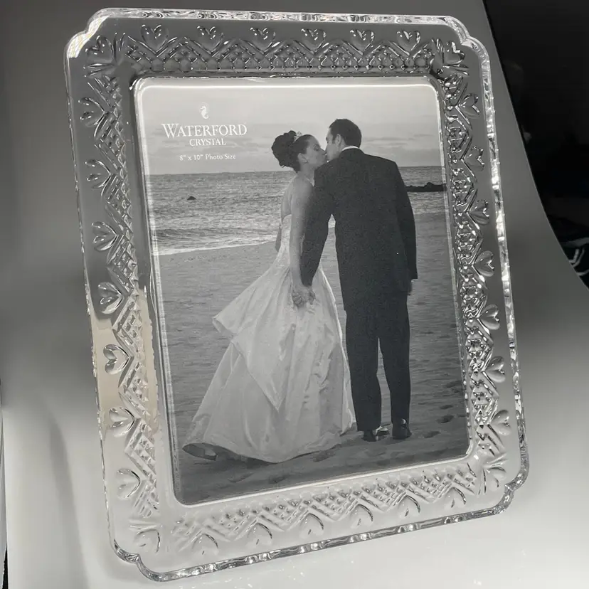 Waterford Crystal Glass Wedding Heirloom 8 x 10 Picture Frame Used w Box 139937