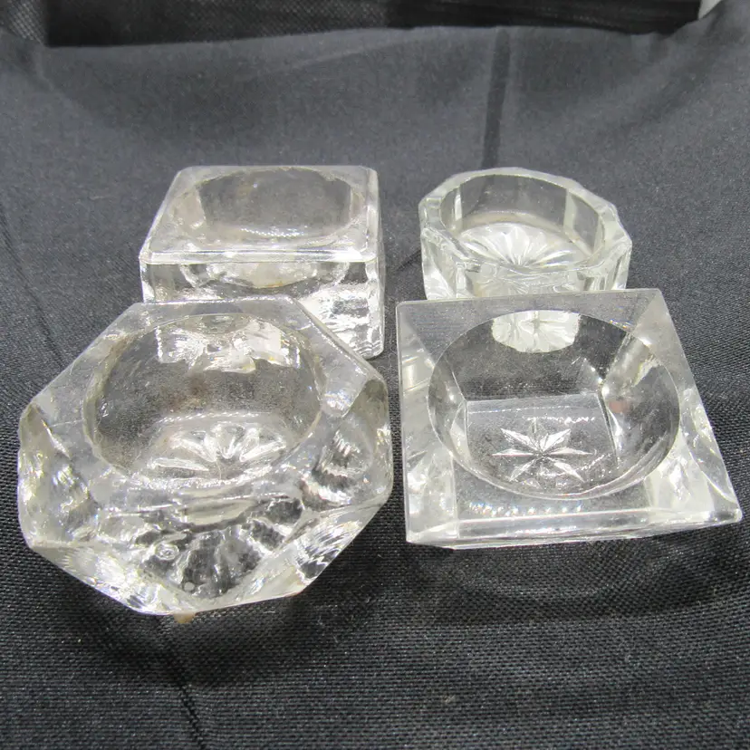 4 Vtg Assorted Shaped Glass Open Salt Cellars (#150)