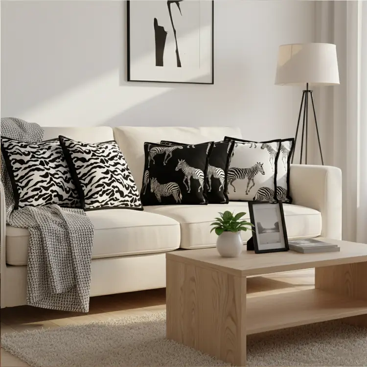 SOGA 6PC Zebra Decorative Pillow Cover Set Wildlife, Abstract & Safari 45cm Accent