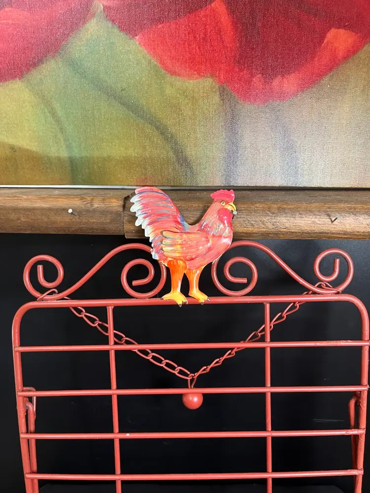 Metal Rooster Cook Book Stand