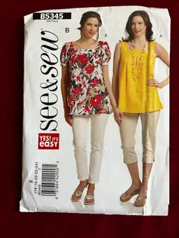 See & Sew Pattern B5345 Blouse 2 Ways Uncut FF Plus Size Sz 16-24
