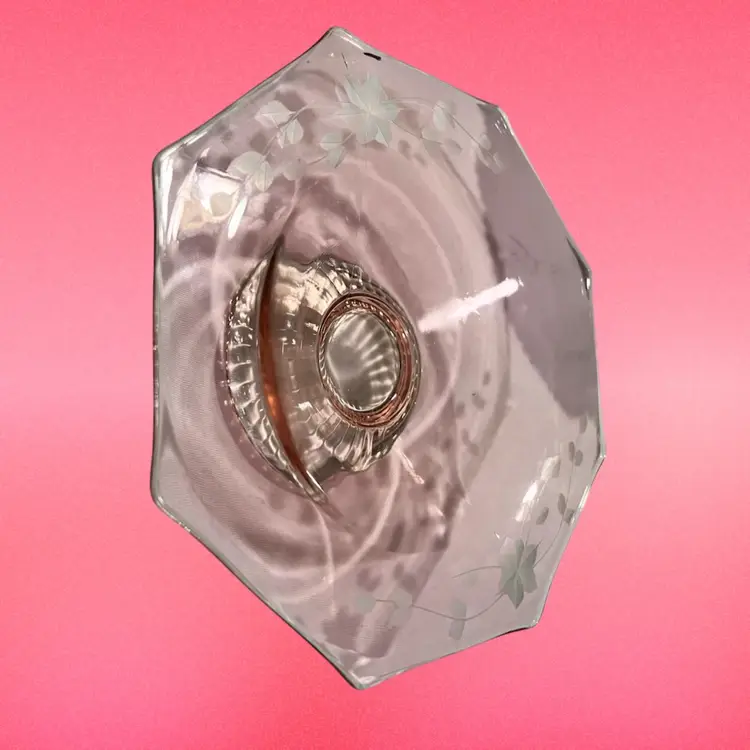 Pink Depression Glass Compote Bowl 9.5” Widest