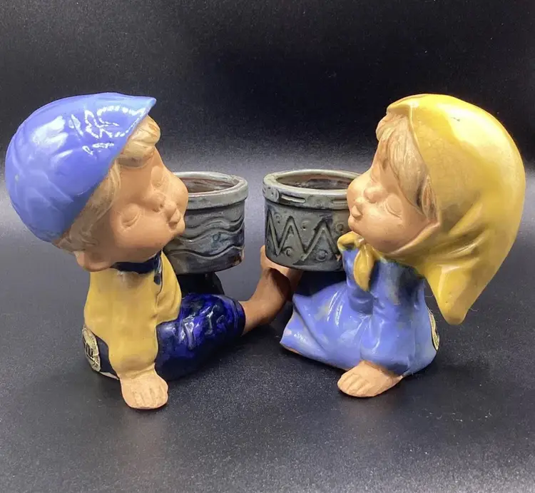 Vintage Nagoya Japan Girl And Boy Planter, National Silver Company