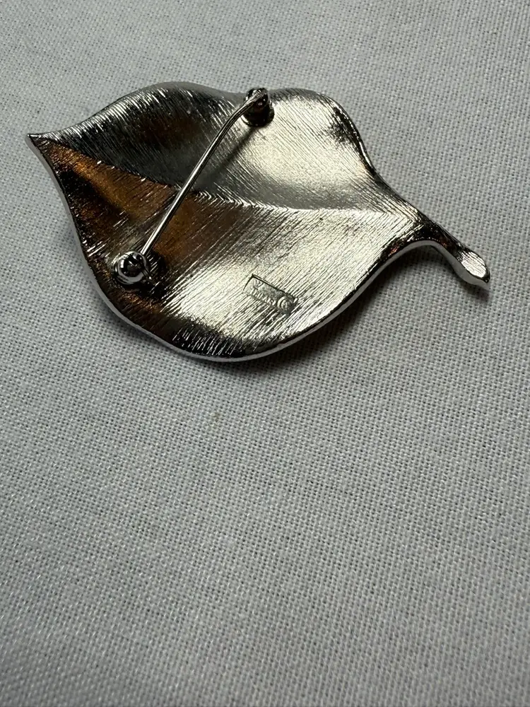 Crown Trifari Silver Ginkgo Brooch