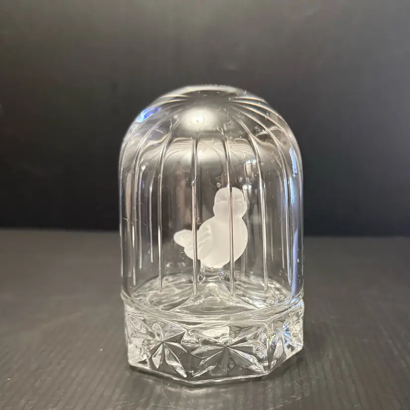 Hofbauer Glass Bird in A Crystal Birdcage Glass Figurine Paperweight