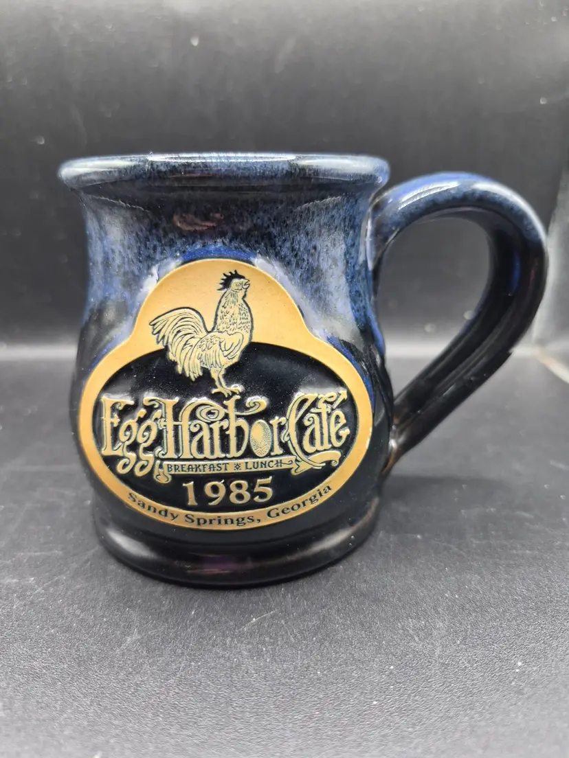 Egg Harbor Café Stoneware Mug Blue Deneen Pottery Sandy Springs Georgia 2014