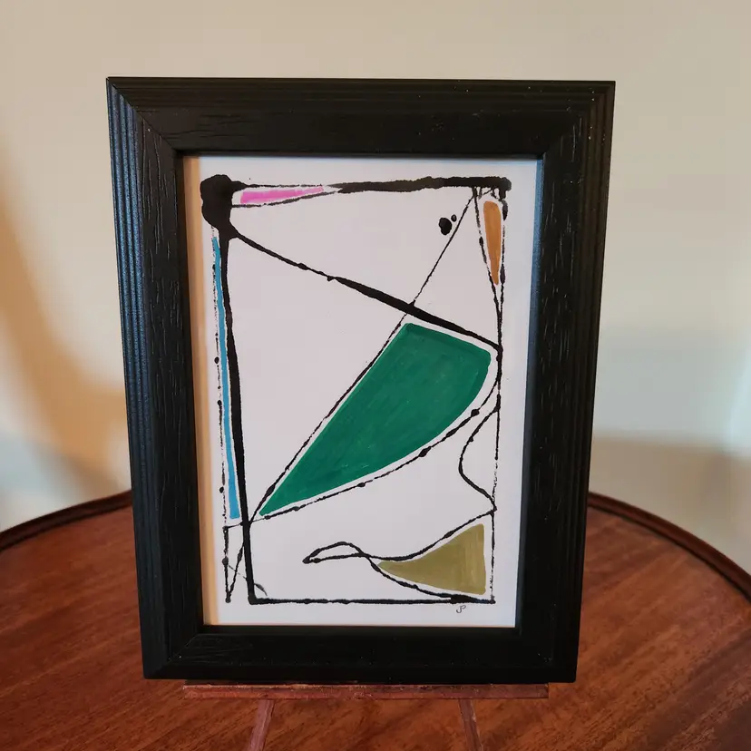 Marble Art On Watercolor Paper Original Signed By The Artist Frame Not Included 5x7