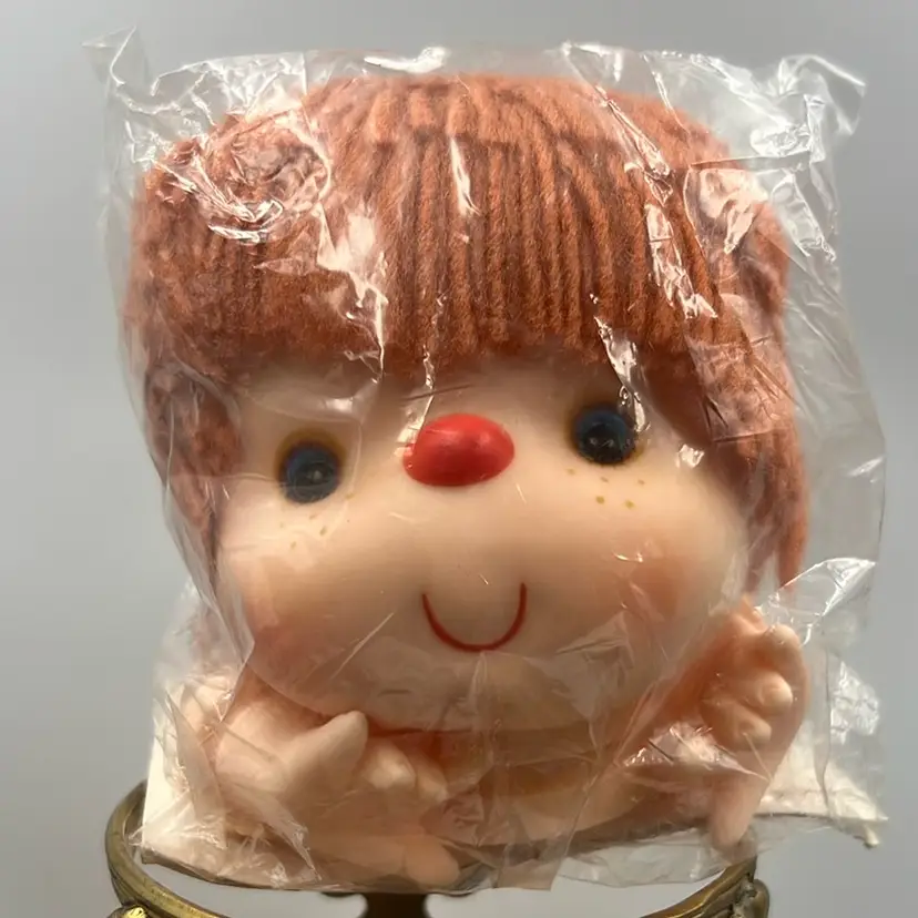Vintage Plastic Doll Head 4” Round Plus Hands. Halloween Craft!