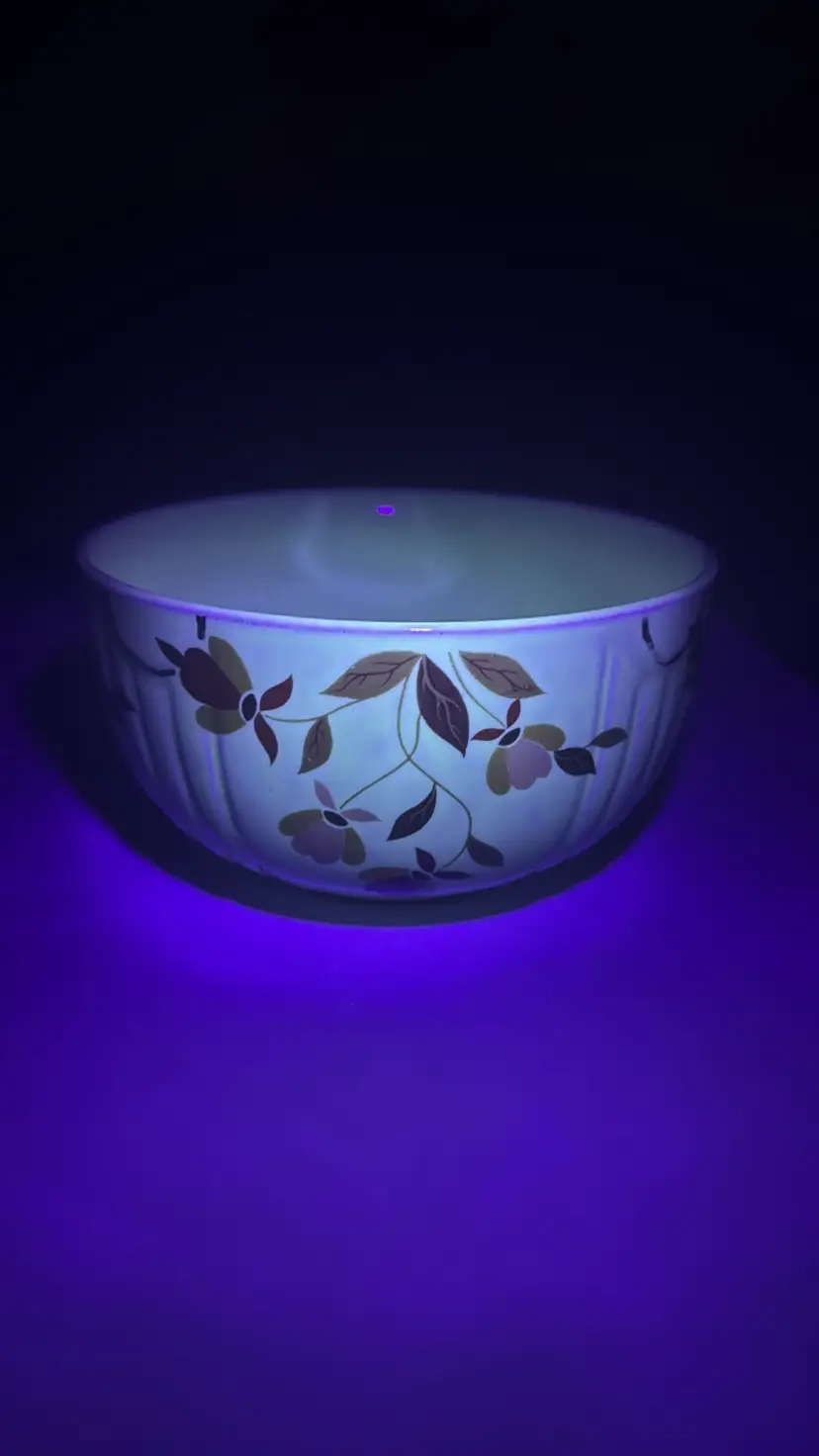 Autumn Leaf uranium glaze bowl gold Hall’s Superior Quality Mary Dunbar 6.25”