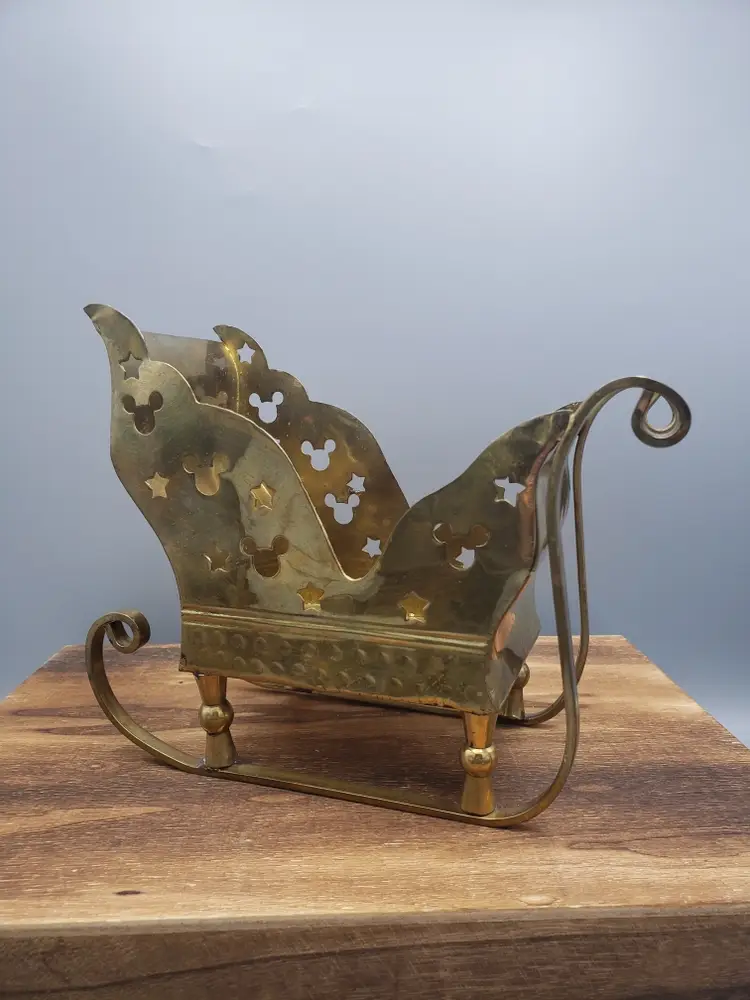 Brass Mickey Mouse Disney Holiday Christmas Sleigh
