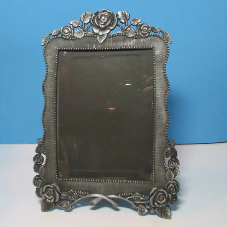 vintage pewter picture frame with rose floral design Jennifer Moore