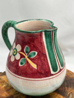 Vintage Italian Italy Augusta Handmade Pitcher Vase Floral Handled Flower