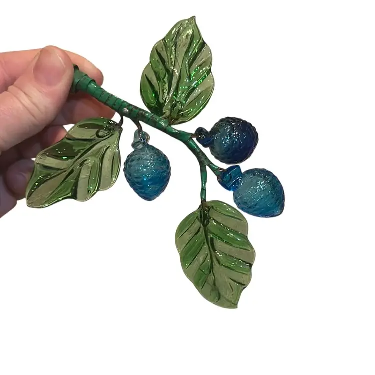 Vintage Art Glass Grape Berry Cluster – Blue & Green Glass Grapes Berries