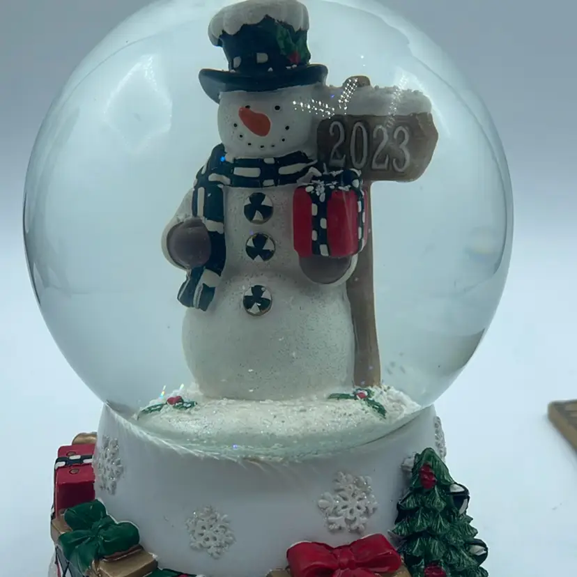 Mckenzie Childs Snowman Snow Globe 2023 6.5 Inches Tall