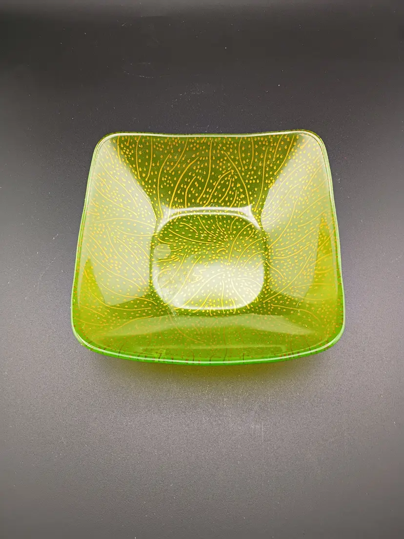 Signed art glass trinket dish