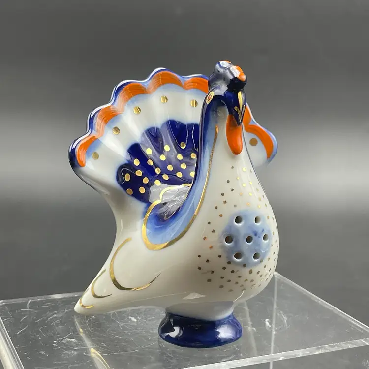 LFZ Lomonosov Porcelain Turkey Salt and Pepper Shakers USSR VTG Set of 2 Thanksgiving