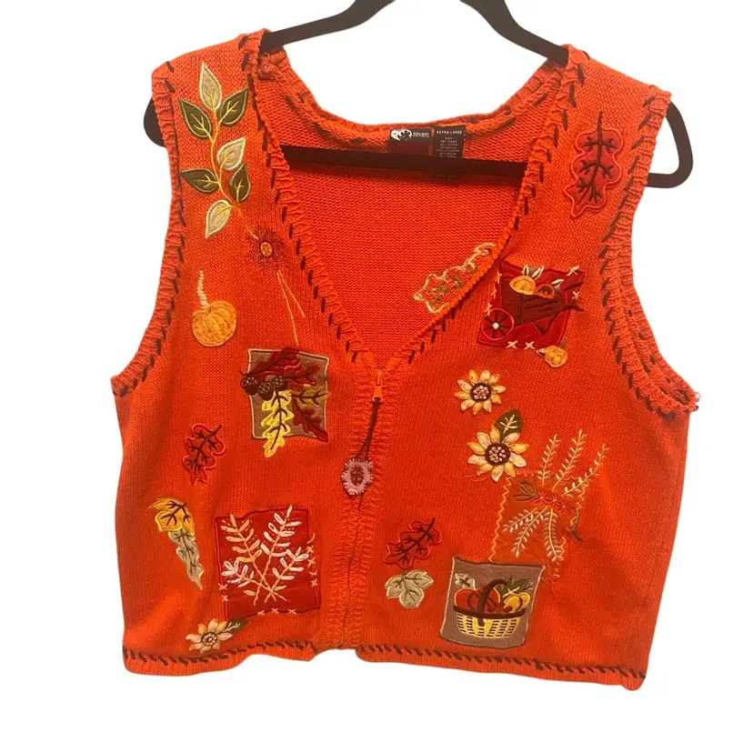 Vintage Fall Thanksgiving Sweater Vest XL