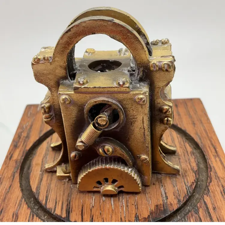 POW1 VTG Edison Stock Ticker Brass Replica Glass Dome Display 6”