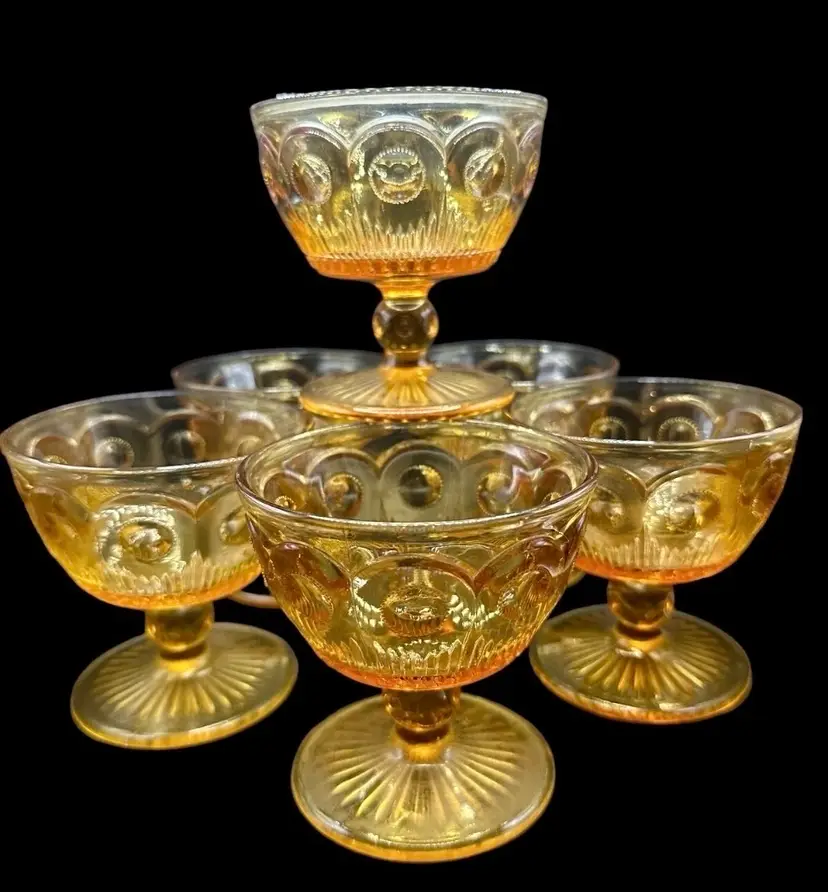 MCM Bartlett Collins St. Genevieve (Manhattan) Amber Champagne/Sherbet Glasses - Set of 6