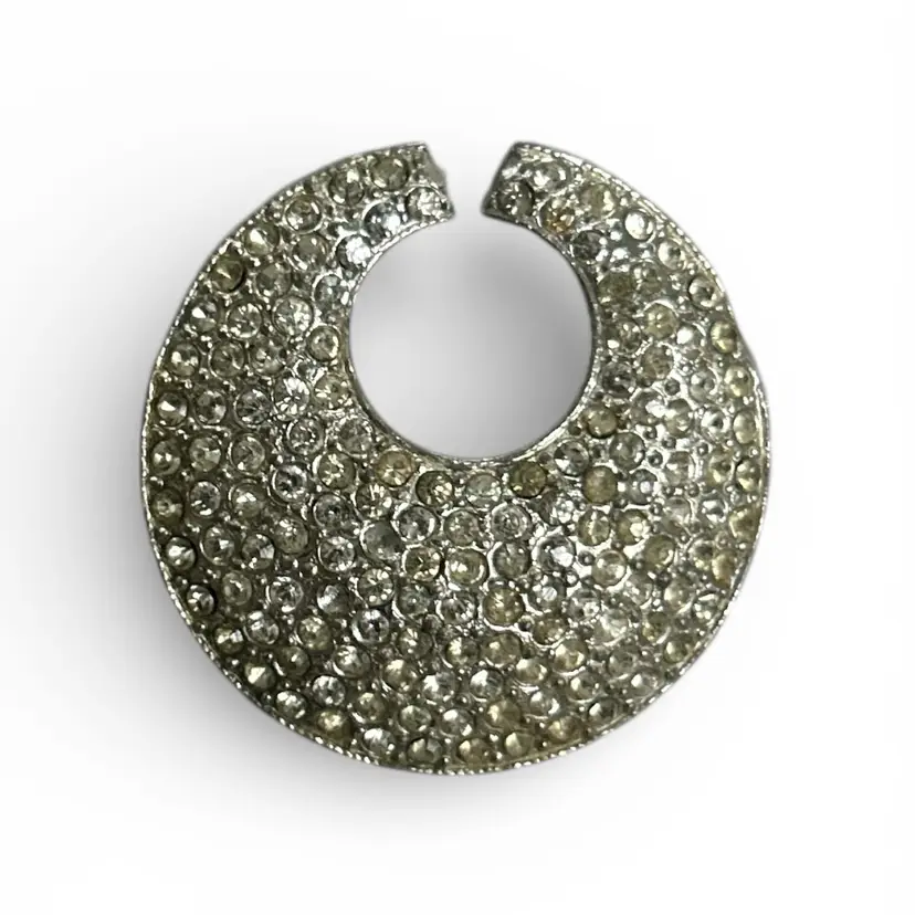 Vintage Suzy Levian Style Silver-Tone Pavé-encrusted Circular Pendant