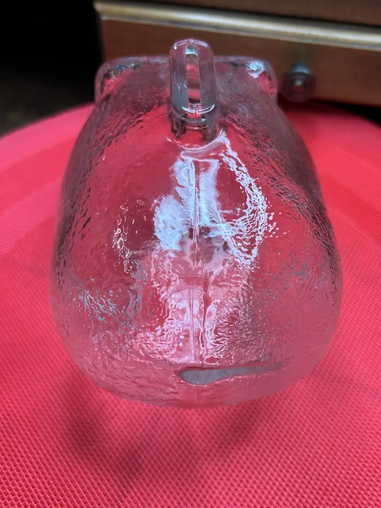 Vintage Large Anchor Hocking Clear Glass Piggy Smash Bank