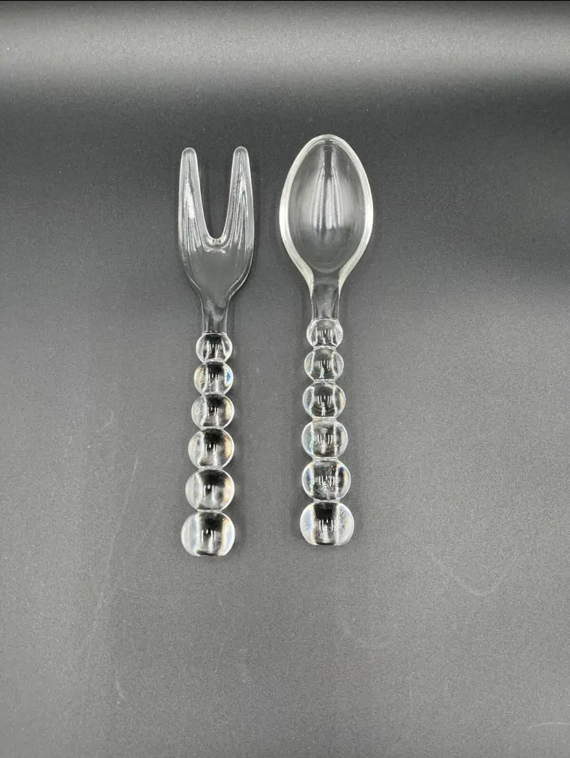 Vintage Imperial Glass Candlewick Beaded Salad/Serving Untensils