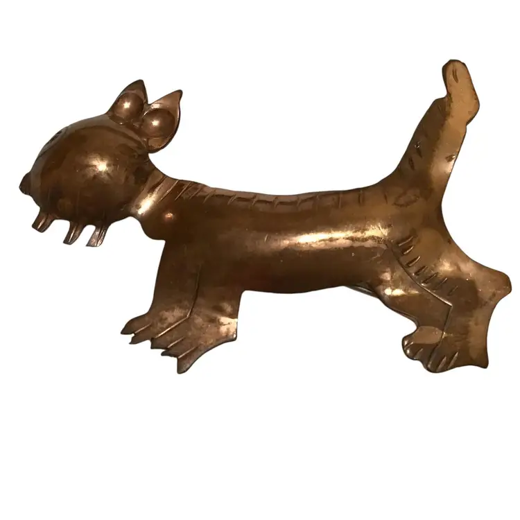 Handwrought by Temming Signed Copper Cat Brooch Pin Betty & Martin Koop Rare Vintage Dog