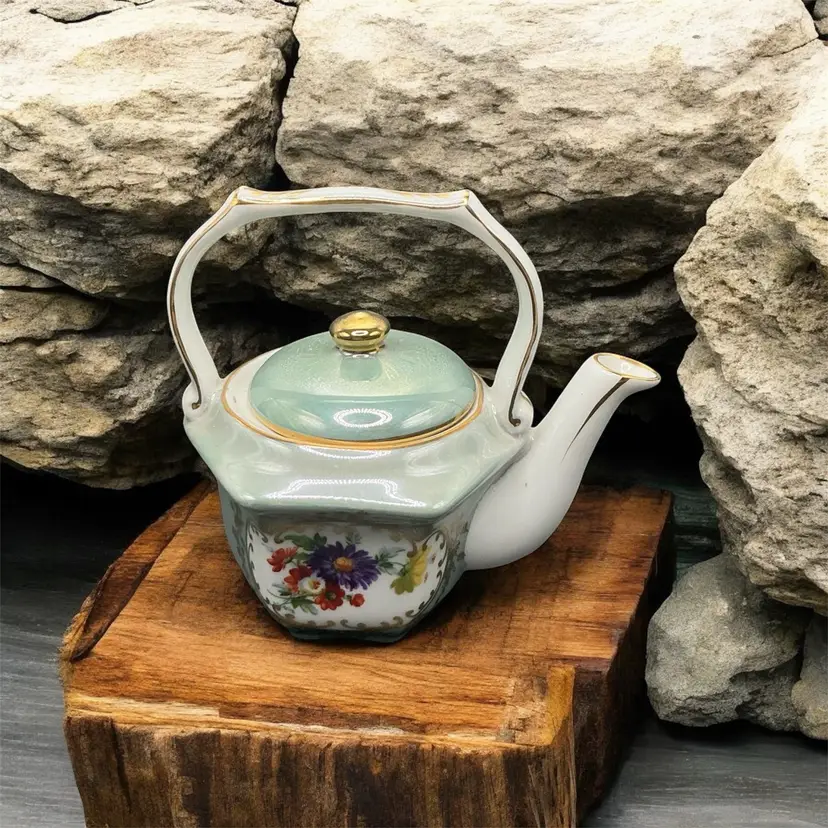 2) 1999 Enesco Mini Porcelain Teapot