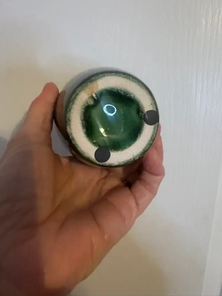 Sparkle Brown And Green Glazed Art Pottery Vase, Approx 6”