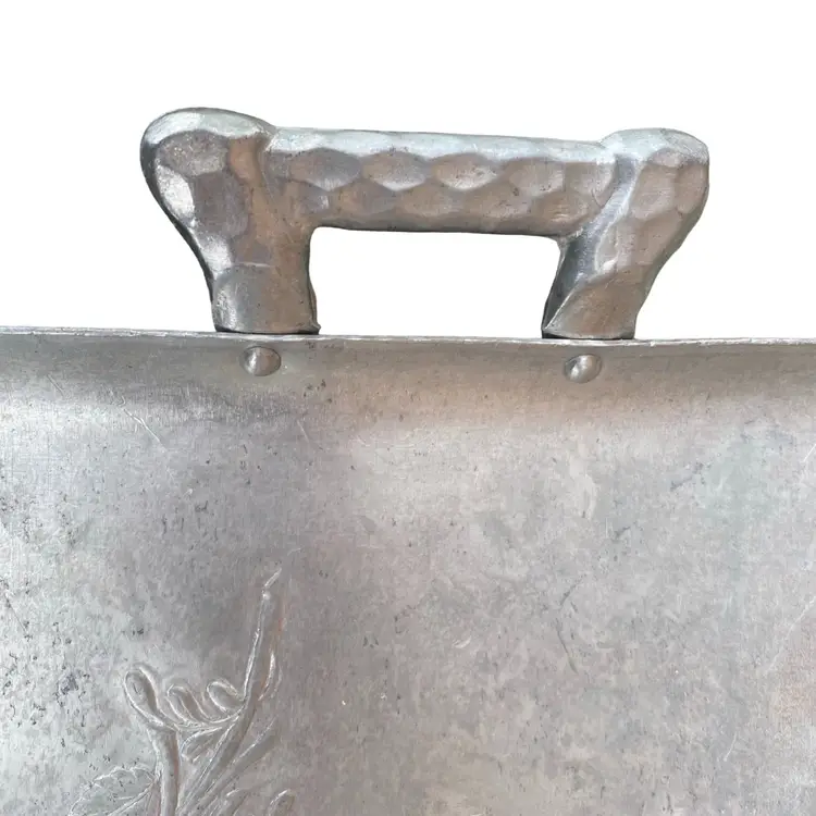 Vintage Everlast hand forged aluminum serving tray with floral print  GVC