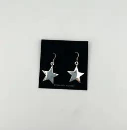Vintage Sterling Silver Star Pierced Earrings 1.5”