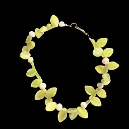 Bracelet With Clasp green leaves and white