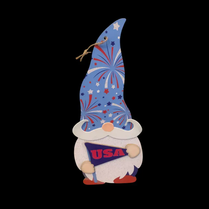 Red White & Blue Wooden Gnome 8 3/8 X 1/16 X 15 5/8 Inches