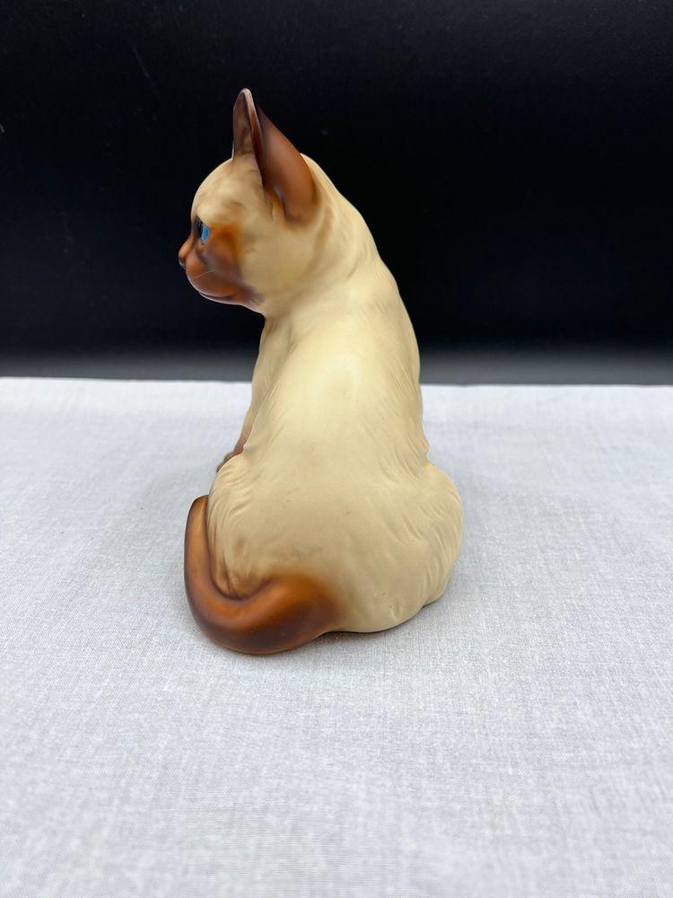 #299A Vintage 1970's Tan and Brown Ceramic Kitten Figurine