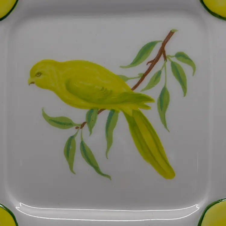 Vintage Carole Stupell Italy Snack/sandwich/wall Decor Plate Yellow W Bird
