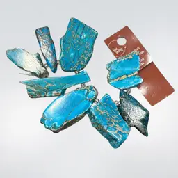8pc. Blue Dyed Imperial Jasper Stones For Jewelry Making Handmade Projects