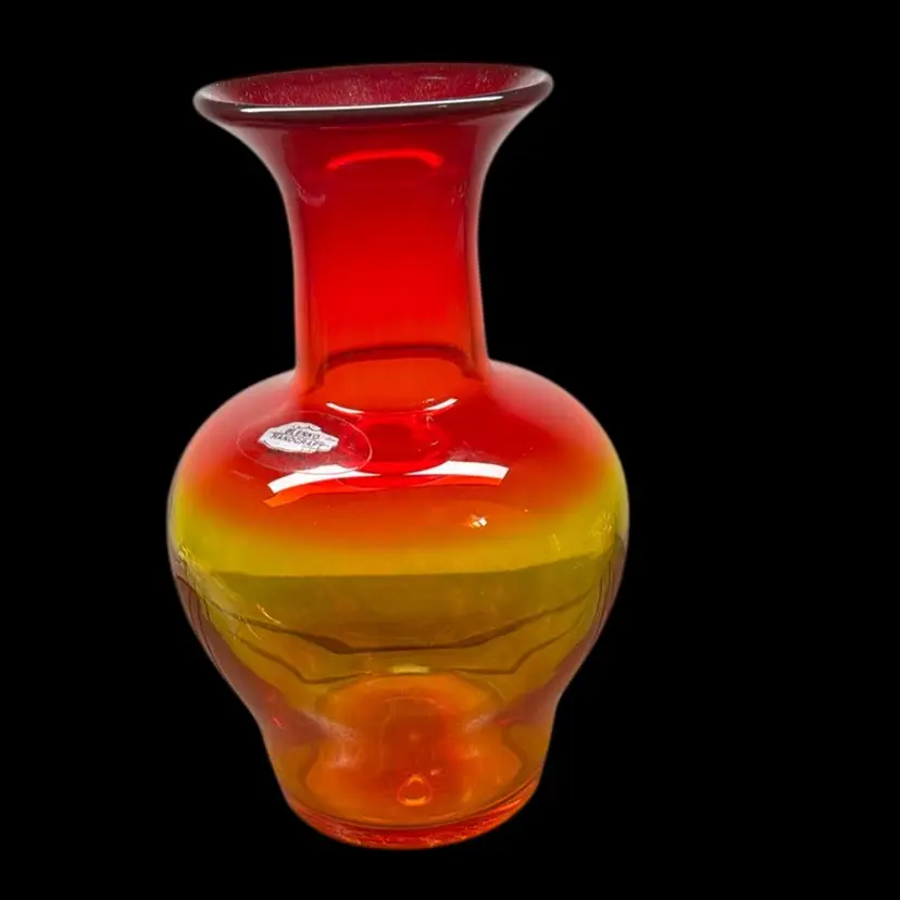 Blenko Tangerine Vase Signed 2001, 7 1/2 In H X4 1/2 in W